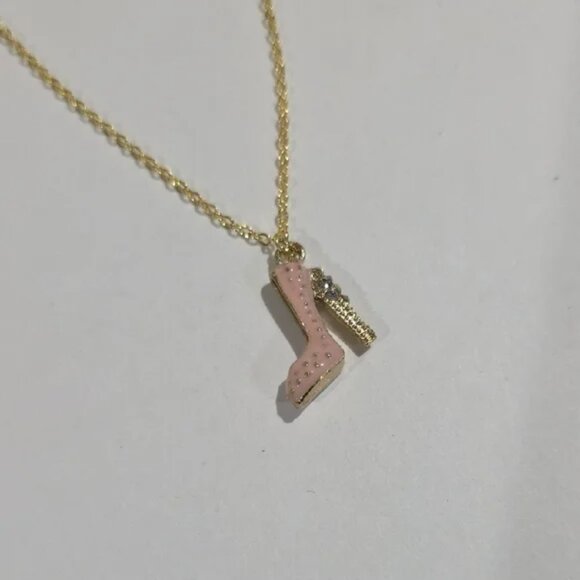Gold & Pink High Heel Stiletto Pendant Necklace – Fashion Charm Jewelry - Women - Picture 5 of 9